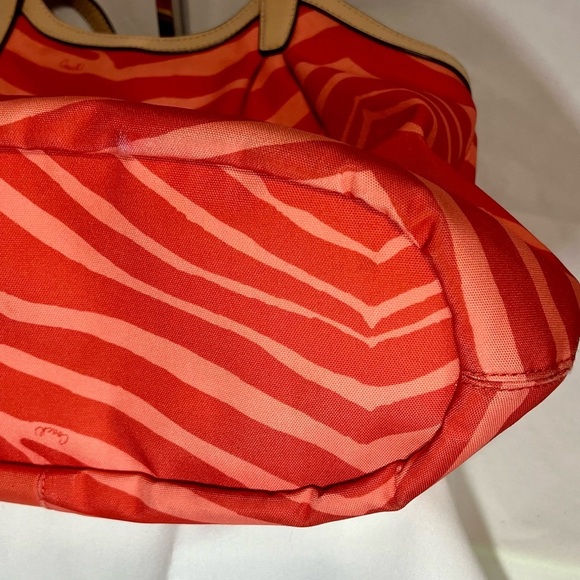 COACH Devin Signature Orange Zebra Print Large Shoulder Bag #F24022 - Picture 7 of 16
